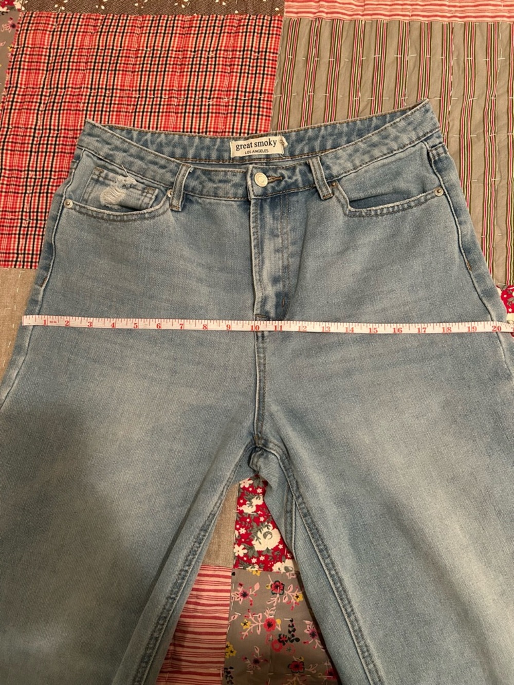 Great Smoky Los Angeles Jeans Light Blue Wide-Leg Distressed Women's Jeans - Picture 8 of 10